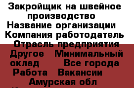 Закройщик на швейное производство › Название организации ­ Компания-работодатель › Отрасль предприятия ­ Другое › Минимальный оклад ­ 1 - Все города Работа » Вакансии   . Амурская обл.,Константиновский р-н